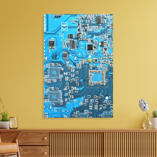 Printed Circuit Assembly PCB Blue Circuit Board Canvas Afdruk (Insitu (Woonkamer))