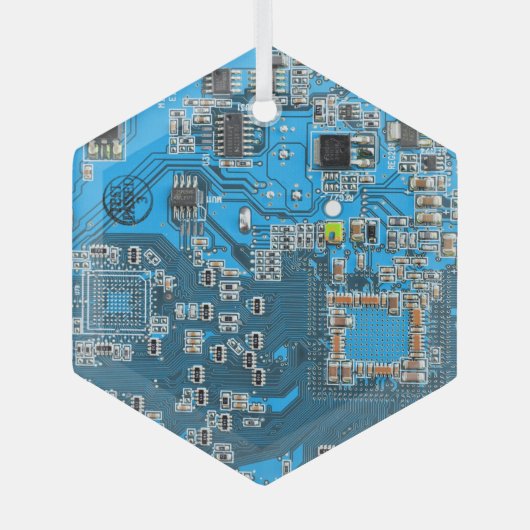 Printed Circuit Assembly PCB Blue Circuit Board Glas Ornament (Voorkant)