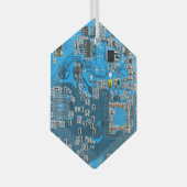 Printed Circuit Assembly PCB Blue Circuit Board Glas Ornament (Voorkant Rechts)