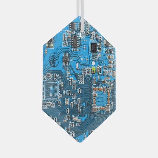Printed Circuit Assembly PCB Blue Circuit Board Glas Ornament (Voorkant Rechts)