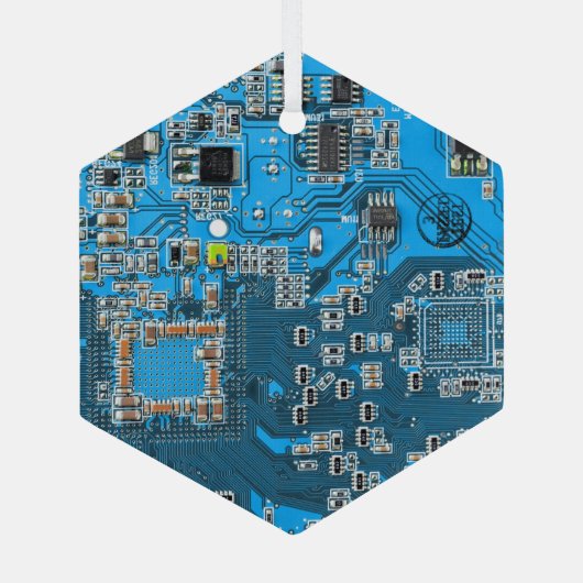 Printed Circuit Assembly PCB Blue Circuit Board Glas Ornament (Achterkant)