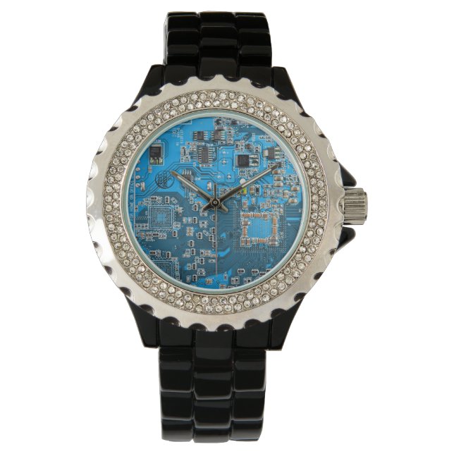 Printed Circuit Assembly PCB Blue Circuit Board Horloge (Voorkant)