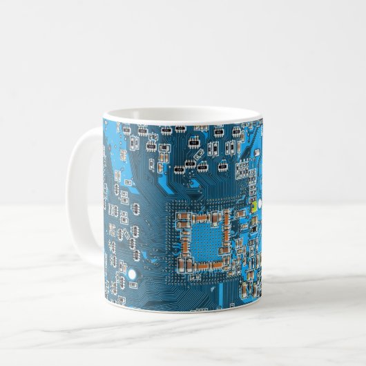Printed Circuit Assembly PCB Blue Circuit Board Koffiemok (Voorkant links)
