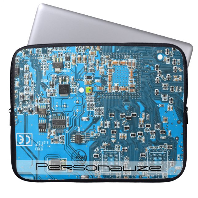 Printed Circuit Assembly PCB Blue Circuit Board Laptop Sleeve (Voorkant)