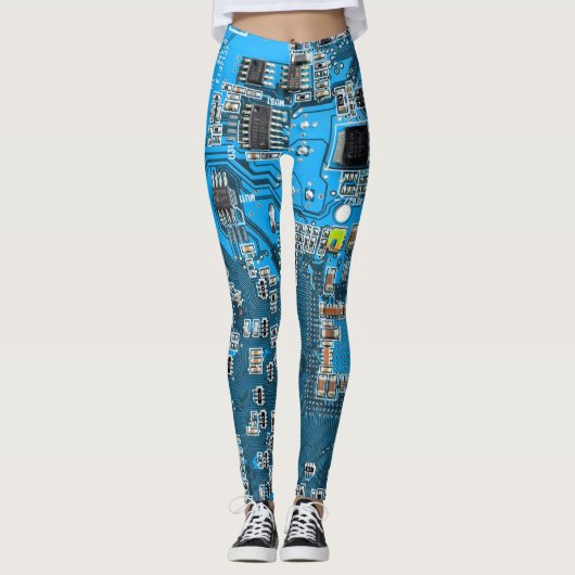 Printed Circuit Assembly PCB Blue Circuit Board Leggings (Voorkant)