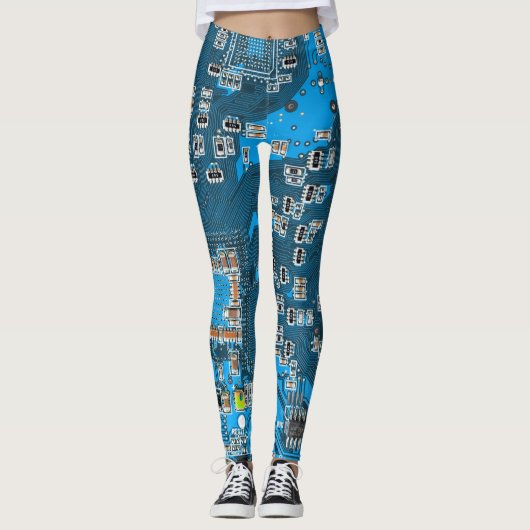 Printed Circuit Assembly PCB Blue Circuit Board Leggings (Voorkant)