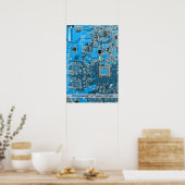 Printed Circuit Assembly PCB Blue Circuit Board Poster (Keuken)