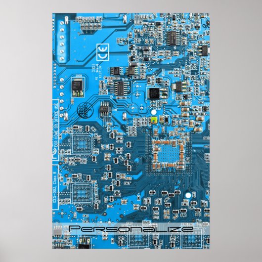 Printed Circuit Assembly PCB Blue Circuit Board Poster (Voorkant)