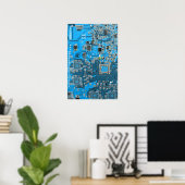 Printed Circuit Assembly PCB Blue Circuit Board Poster (Thuiskantoor)