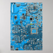 Printed Circuit Assembly PCB Blue Circuit Board Poster (Voorkant)