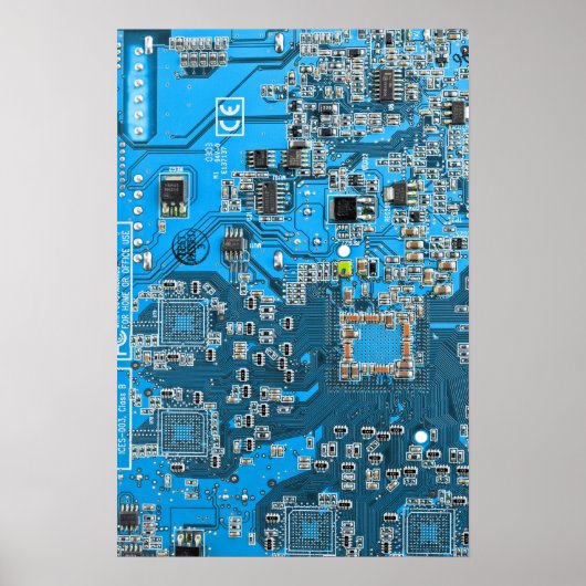 Printed Circuit Assembly PCB Blue Circuit Board Poster (Voorkant)