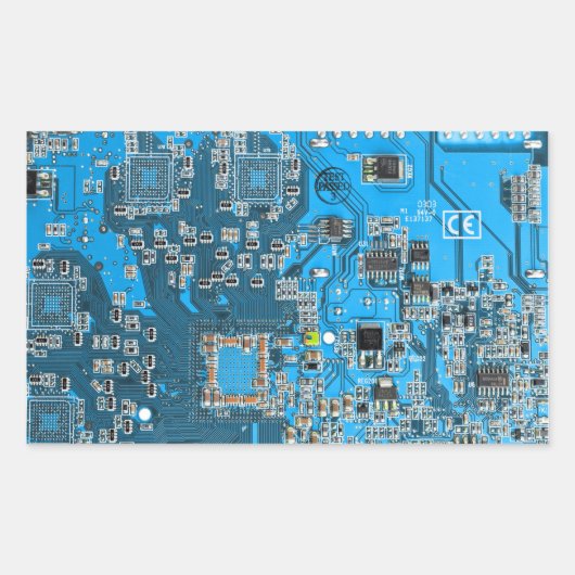 Printed Circuit Assembly PCB Blue Circuit Board Rechthoekige Sticker (Voorkant)