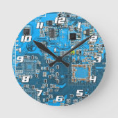 Printed Circuit Assembly PCB Blue Circuit Board Ronde Klok (Voorkant)