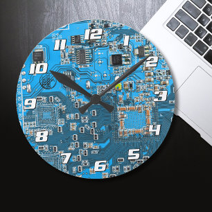 Printed Circuit Assembly PCB Blue Circuit Board Ronde Klok