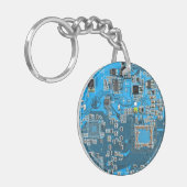 Printed Circuit Assembly PCB Blue Circuit Board Sleutelhanger (Voorkant Links)