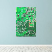 Printed Circuit Assembly PCB Green Circuit Board Canvas Afdruk (Insitu (Houten vloer))