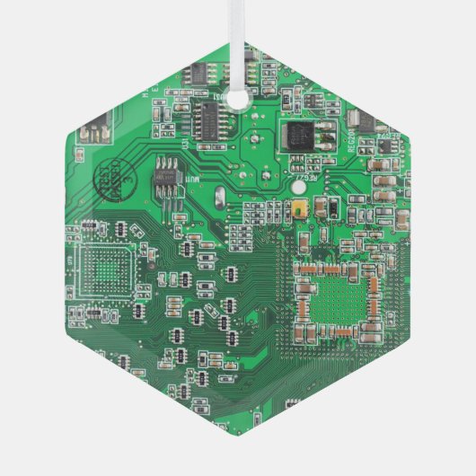 Printed Circuit Assembly PCB Green Circuit Board Glas Ornament (Voorkant)
