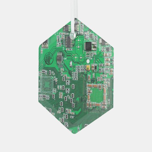 Printed Circuit Assembly PCB Green Circuit Board Glas Ornament (Voorkant links)