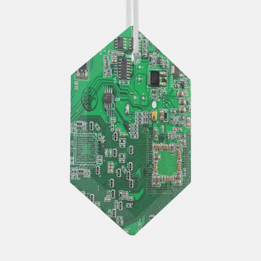 Printed Circuit Assembly PCB Green Circuit Board Glas Ornament (Voorkant Rechts)