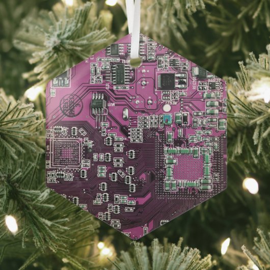 Printed Circuit Assembly PCB Paarse Circuit Board Glas Ornament (Insitu)