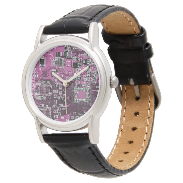 Printed Circuit Assembly PCB Paarse Circuit Board Horloge (Gekanteld)