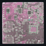 Printed Circuit Assembly PCB Paarse Circuit Board Stenen Onderzetter<br><div class="desc">PCB Circuit Board geschenken voor geeks of geschenken voor nerds. Hier is er een voor de Computer Nerd of Geeks in ons allemaal. Geek Out uw Nerd met deze Printed Circuit Assembly PCB Elektronische Circuit Board. Dit is een close-up afbeelding van een printplaat of printplaat.</div>