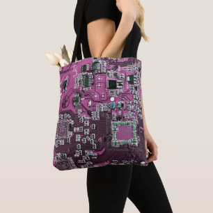 Printed Circuit Assembly PCB Paarse Circuit Board Tote Bag