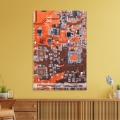 Printed Circuit Assembly PCB Sinaasappel Circuit B Canvas Afdruk (Insitu (Woonkamer))