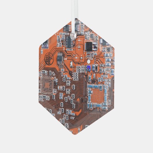 Printed Circuit Assembly PCB Sinaasappel Circuit B Glas Ornament (Voorkant links)