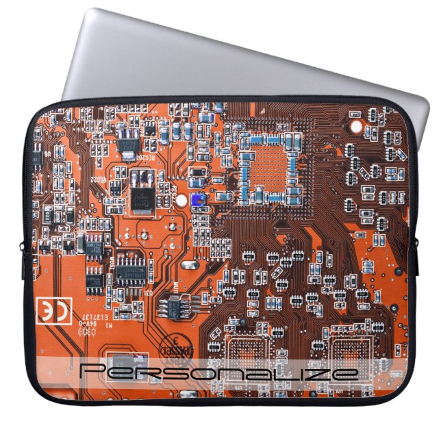 Printed Circuit Assembly PCB Sinaasappel Circuit B Laptop Sleeve (Voorkant)