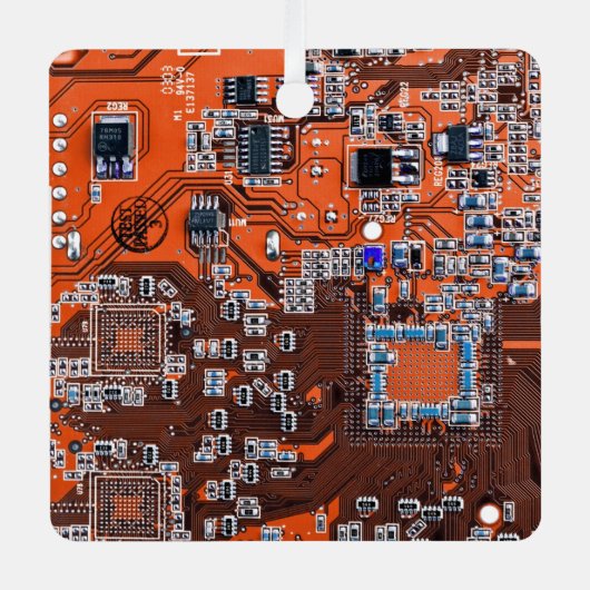 Printed Circuit Assembly PCB Sinaasappel Circuit B Metalen Ornament (Voorkant)