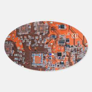 Printed Circuit Assembly PCB Sinaasappel Circuit B Ovale Sticker