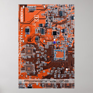 Printed Circuit Assembly PCB Sinaasappel Circuit B Poster