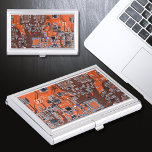 Printed Circuit Assembly PCB Sinaasappel Circuit B Visitekaarthouder<br><div class="desc">PCB Circuit Board geschenken voor geeks of geschenken voor nerds. Hier is er een voor de Computer Nerd of Geeks in ons allemaal. Geek Out uw Nerd met deze Printed Circuit Assembly PCB Elektronische Circuit Board. Dit is een close-up afbeelding van een printplaat of printplaat.</div>