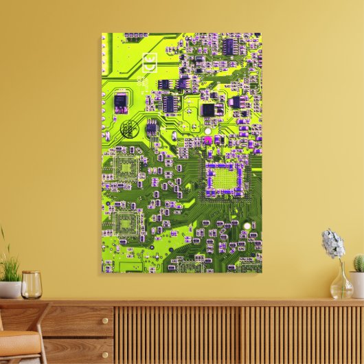 Printed Circuit Assembly PCB Yellow Circuit Board Canvas Afdruk (Insitu (Woonkamer))