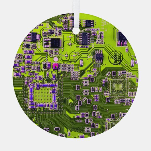 Printed Circuit Assembly PCB Yellow Circuit Board Glas Ornament (Achterkant)