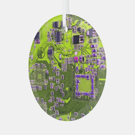 Printed Circuit Assembly PCB Yellow Circuit Board Glas Ornament (Voorkant links)
