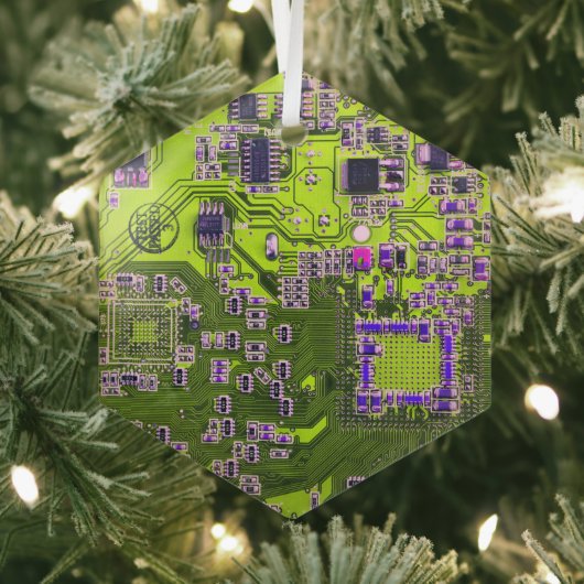 Printed Circuit Assembly PCB Yellow Circuit Board Glas Ornament (Insitu)