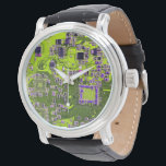 Printed Circuit Assembly PCB Yellow Circuit Board Horloge<br><div class="desc">PCB Circuit Board geschenken voor geeks of geschenken voor nerds. Hier is er een voor de Computer Nerd of Geeks in ons allemaal. Geek Out uw Nerd met deze Printed Circuit Assembly PCB Elektronische Circuit Board. Dit is een close-up afbeelding van een printplaat of printplaat.</div>