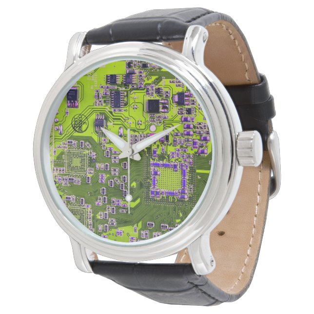 Printed Circuit Assembly PCB Yellow Circuit Board Horloge (Gekanteld)