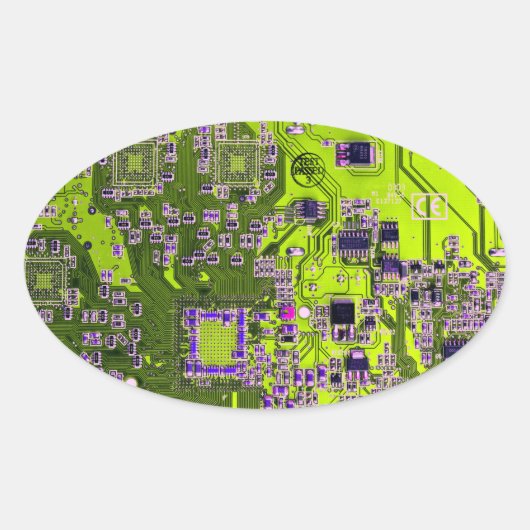 Printed Circuit Assembly PCB Yellow Circuit Board Ovale Sticker (Voorkant)