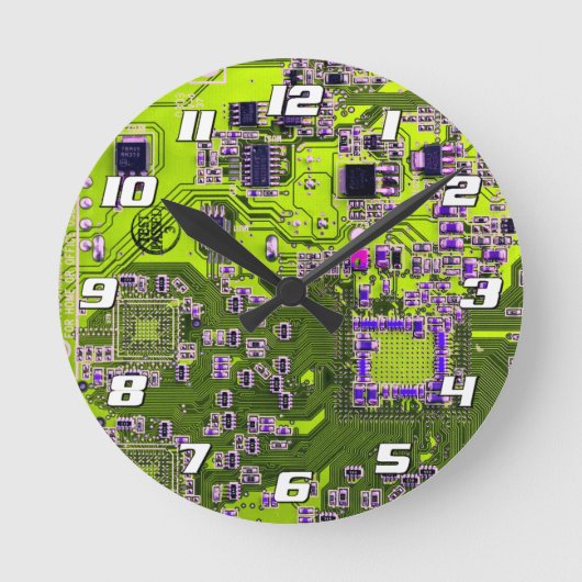 Printed Circuit Assembly PCB Yellow Circuit Board Ronde Klok (Voorkant)