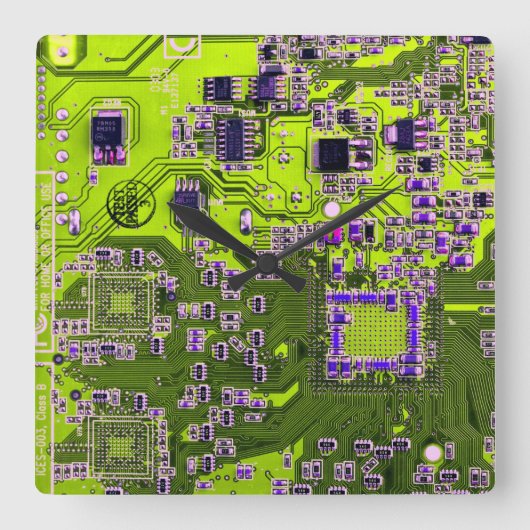 Printed Circuit Assembly PCB Yellow Circuit Board Vierkante Klok (Voorkant)