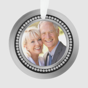 Printed diamonds 25th Wedding Jubileum Ornament