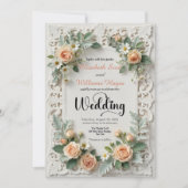 Printed Ivory-Tone Floral Formal Wedding Kaart (Voorkant)