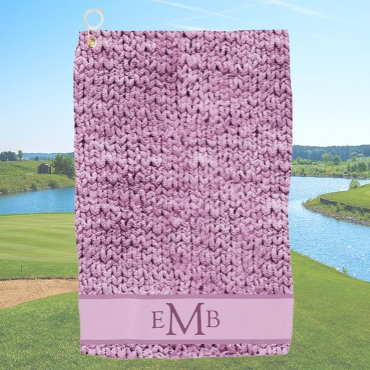 Printed Pink Knit Design Custom Monogram Dames Golfhanddoek
