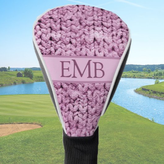 Printed Pink Knit Design Custom Monogram Dames Golfheadcover