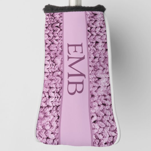 Printed Pink Knit Design Custom Monogram Dames Golfheadcover (Draai 90)