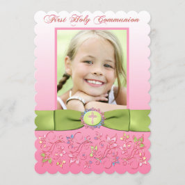 PRINTED RIBBON 1st Heilige Commune Foto Uitnodigin Kaart