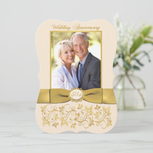 PRINTED RIBBON 50th Jubileum Invite 2 Kaart (Staand voorkant)